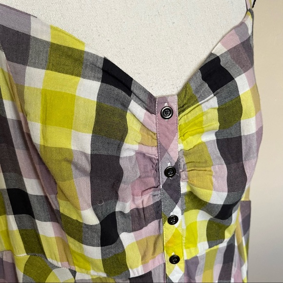 SOLD E Torrid Multi Plaid Challis Button Front Midi Dress - Picture 8 of 13